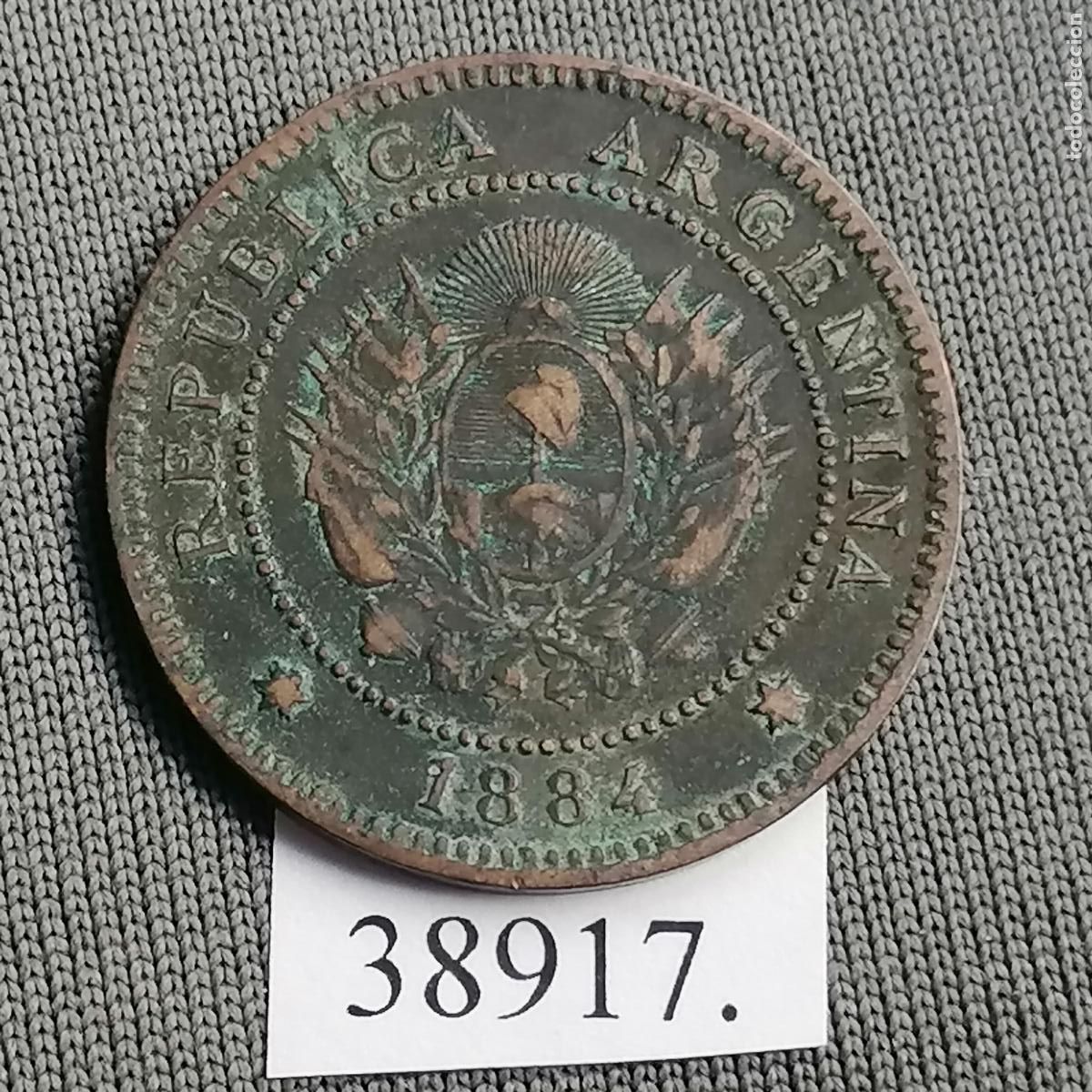 Monedas antiguas de Am&eacute;rica: Argentina 1 centavo 1884, c&eacute;ntimo - Foto 2