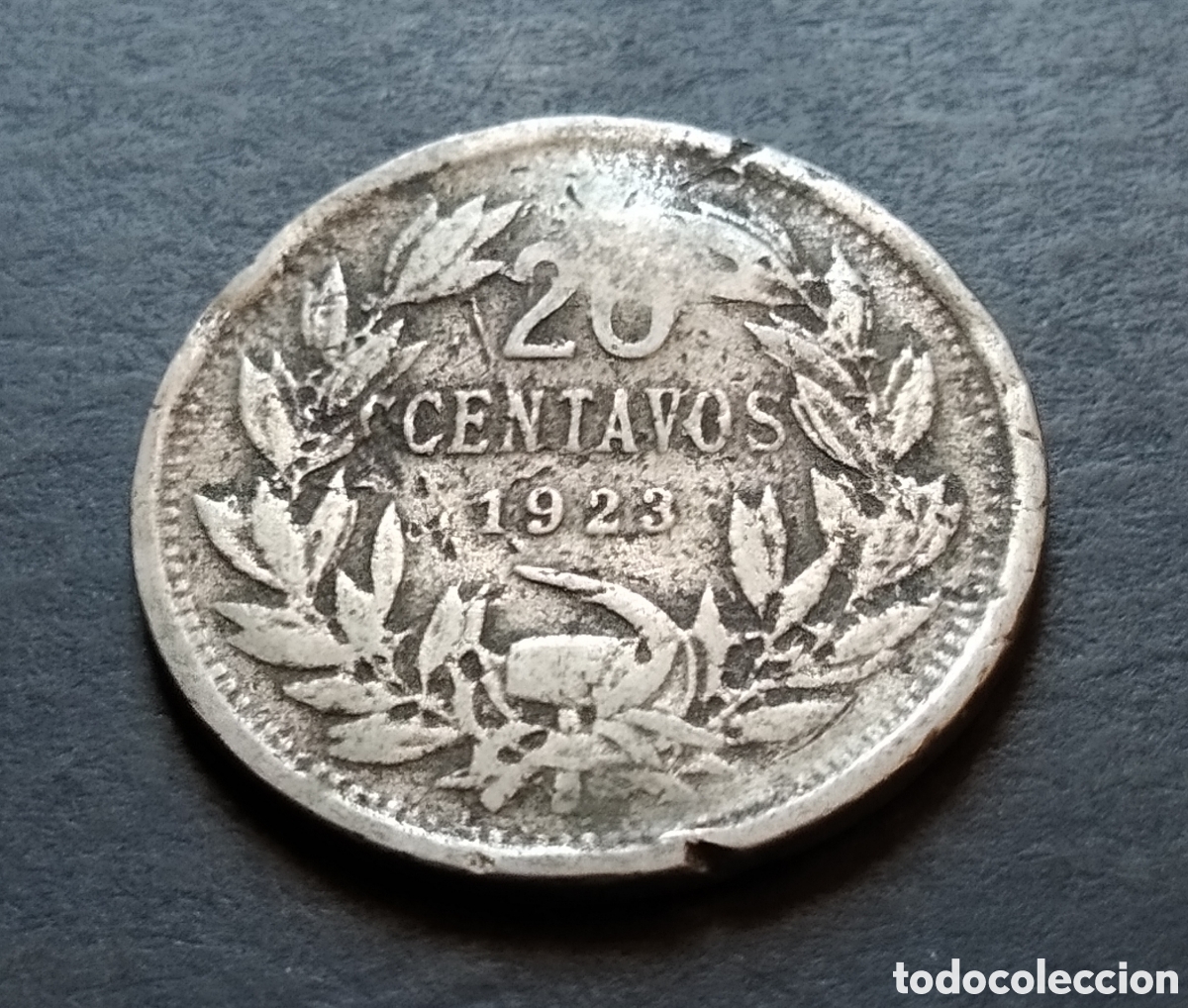 Monedas antiguas de Am&eacute;rica: MONEDA - CHILE 20 CENTAVOS 1923 (UN POCO DOBLADA) - Foto 3