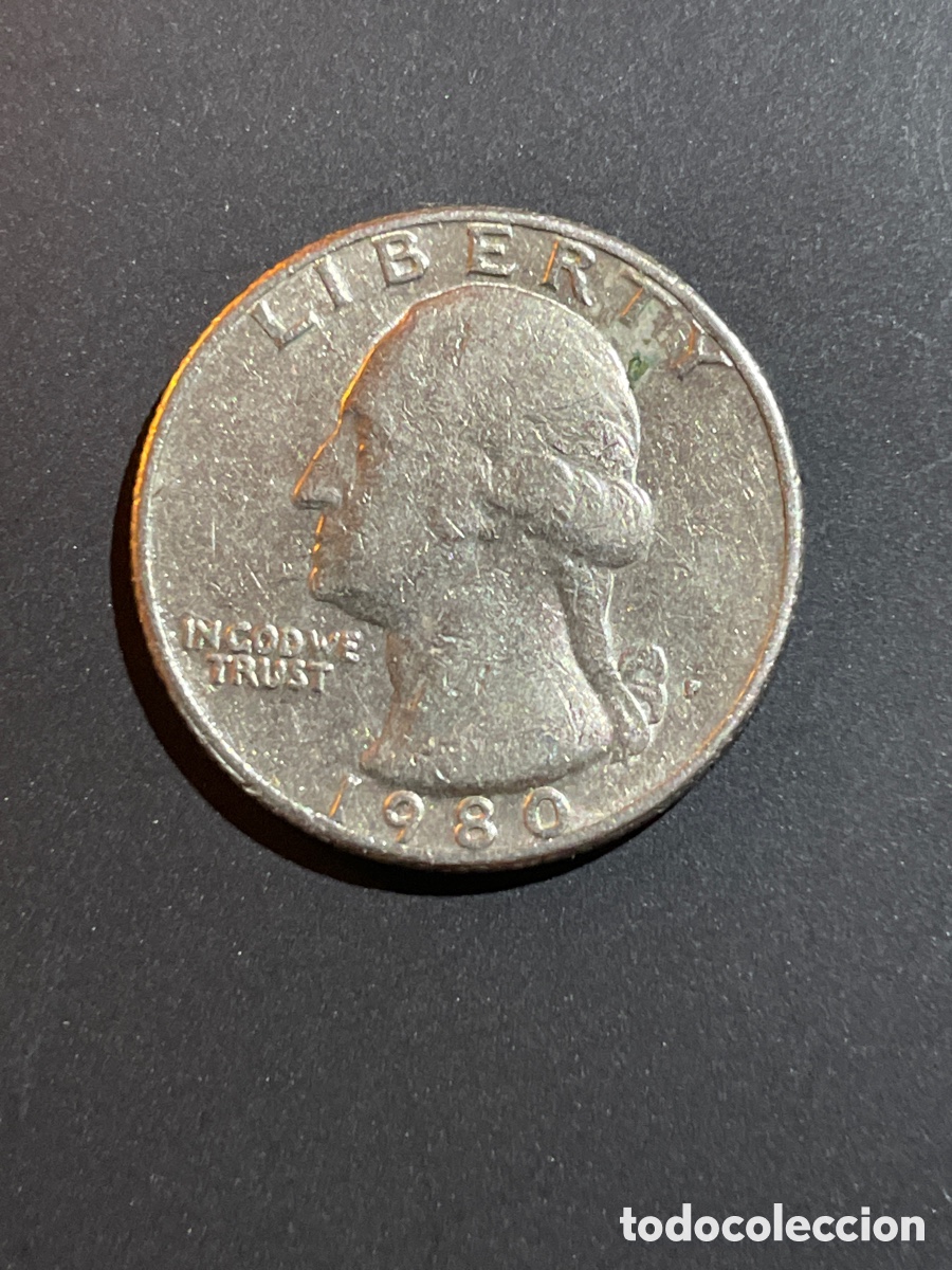 Monedas antiguas de Am&eacute;rica: 1/4 d&oacute;lar a&ntilde;o 1980 EEUU - Foto 1