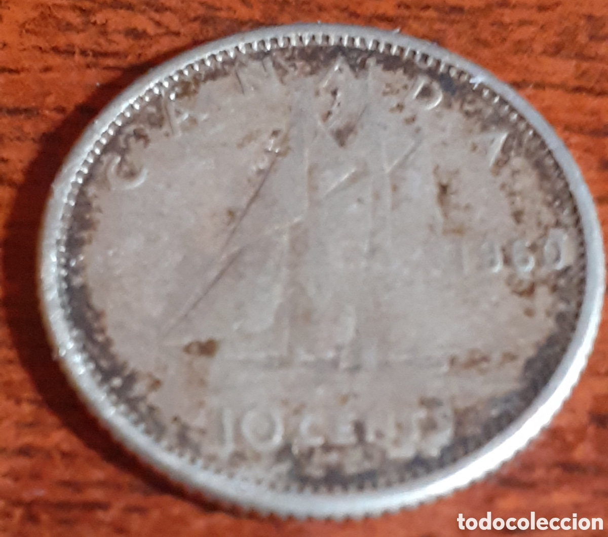 Monedas antiguas de Am&eacute;rica: Canada 10 Centimos 1960 Plata - Foto 2