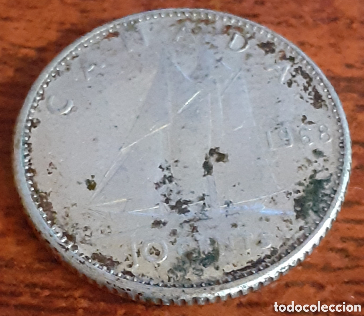 Monedas antiguas de Am&eacute;rica: Canada 10 Centimos 1968 plata - Foto 2