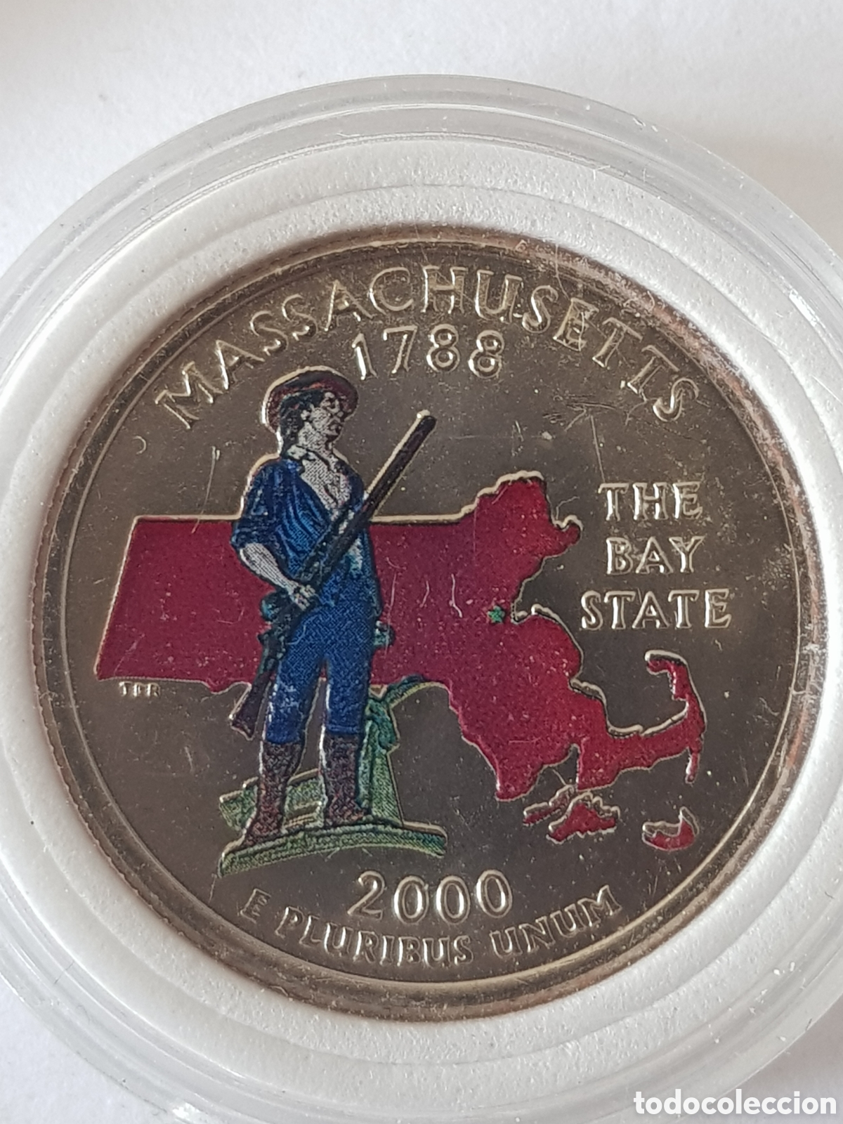 Monedas antiguas de Am&eacute;rica: Quarter Dollar 2000 D Massachusetts Estados Unidos 1/4 Cuarto de dolar Pintado