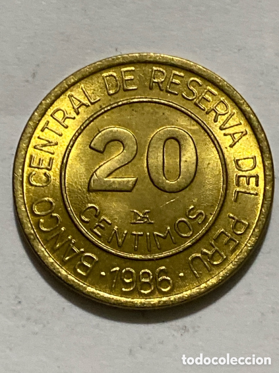 Monedas antiguas de Am&eacute;rica: Per&uacute;. 20 c&eacute;ntimos, 1986. - Foto 2