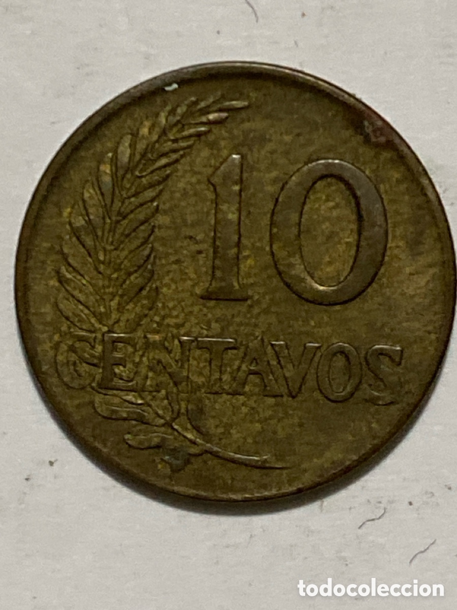 Monedas antiguas de Am&eacute;rica: Per&uacute; 10 centavos de 1964 - Foto 2