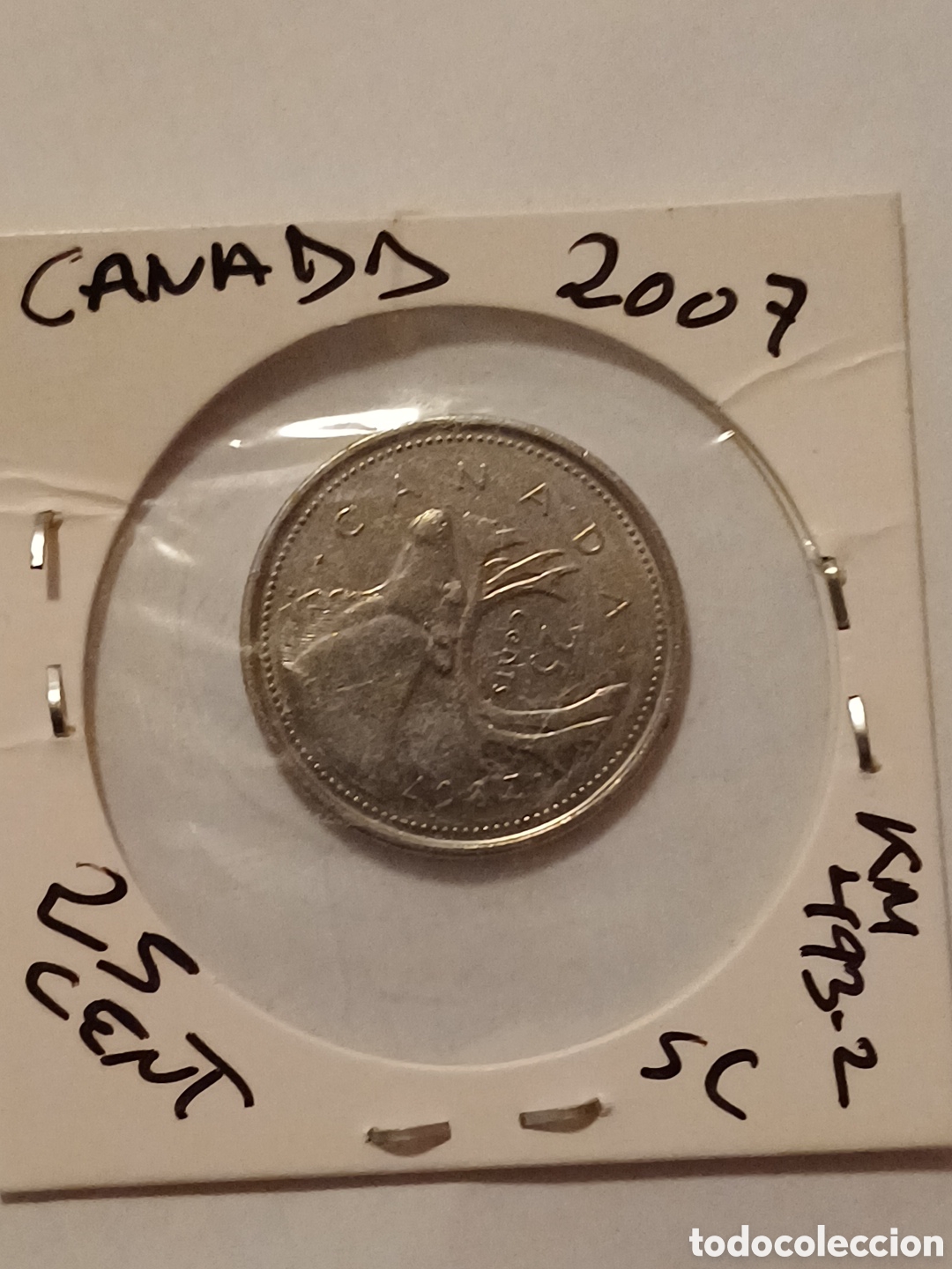 Monedas antiguas de Am&eacute;rica: Moneda Canad&aacute; 25cent a&ntilde;o 2007 sin circular - Foto 2