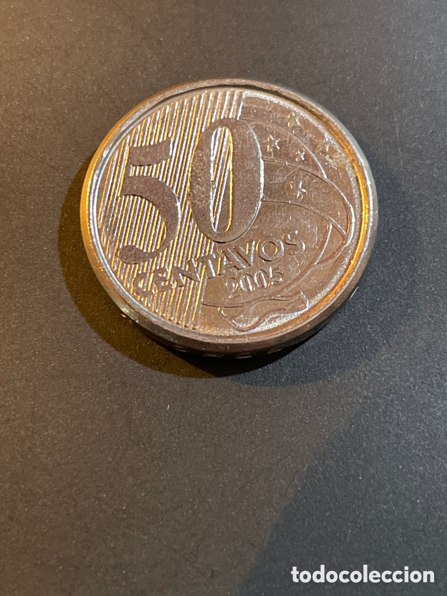 Monedas antiguas de Am&eacute;rica: Brasil 50 centavos 2005 - Foto 2
