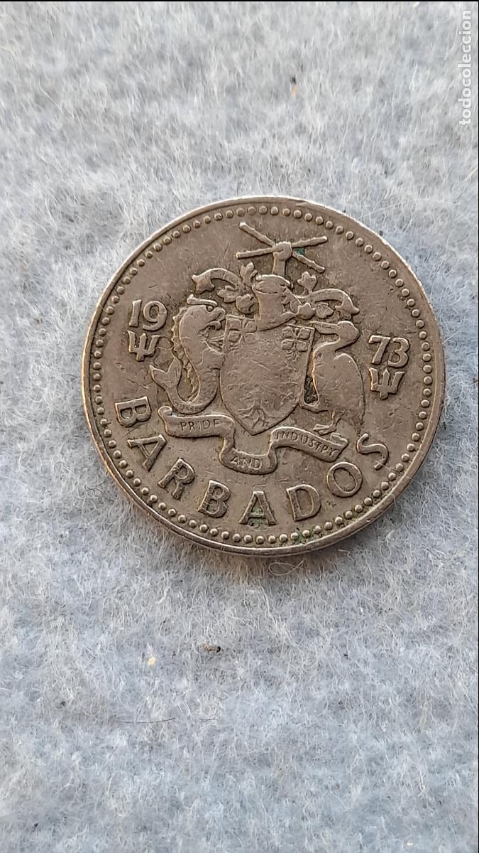 Monedas antiguas de Am&eacute;rica: Barbados. 25 C&eacute;ntimos. A&ntilde;o 1973. - Foto 2