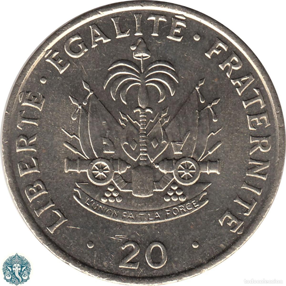 Monedas antiguas de Am&eacute;rica: HAIT&Iacute; 20 C&eacute;ntimos 1991 Robert Elderton KM#152 - Foto 2
