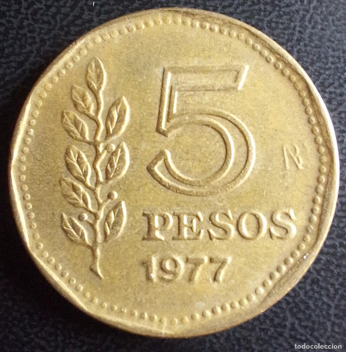 Monedas antiguas de Am&eacute;rica: 5 Pesos 1977 - Argentina - Foto 1