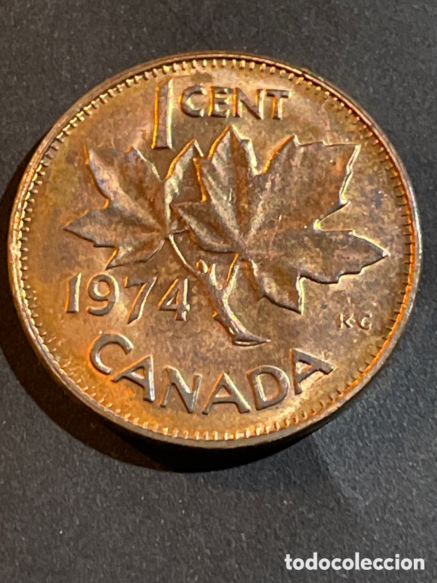 Monedas antiguas de Am&eacute;rica: Canad&aacute; 1 cent a&ntilde;o 1974 - Foto 1