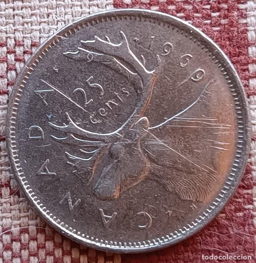 Monedas antiguas de Am&eacute;rica: Moneda de 25 cents de 1969 - Canad&aacute; - Foto 2