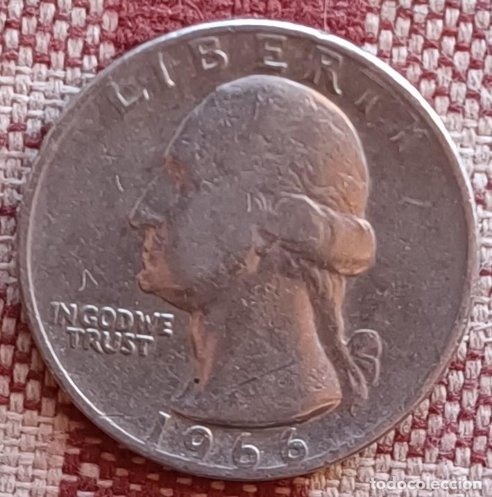 Monedas antiguas de Am&eacute;rica: Moneda de 1 quarter dollar de 1966 - U.S.A. - Foto 1