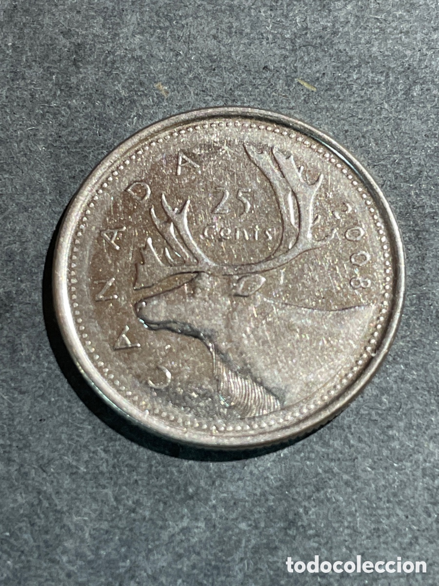 Monedas antiguas de Am&eacute;rica: Canad&aacute; 25 cent a&ntilde;o 2008 - Foto 1
