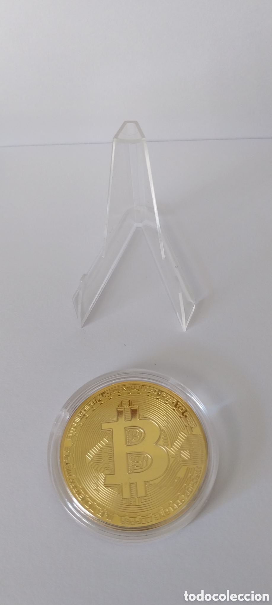 Monedas antiguas de Am&eacute;rica: Moneda dorada bitcoin con estuche - Foto 2
