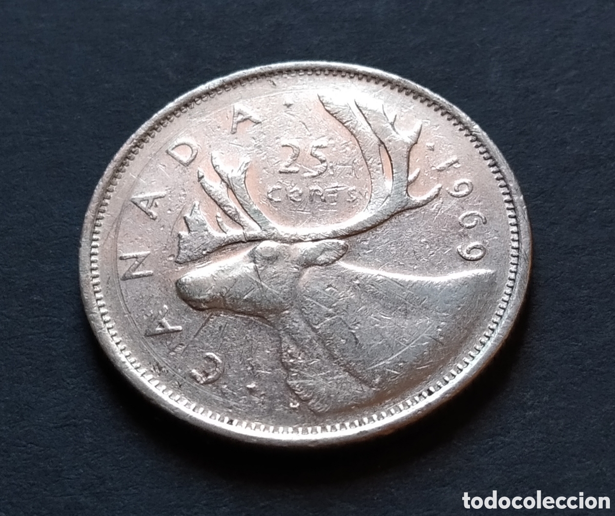 Monedas antiguas de Am&eacute;rica: MONEDA - CANAD&Aacute; 25 CENTS 1969 - Foto 3