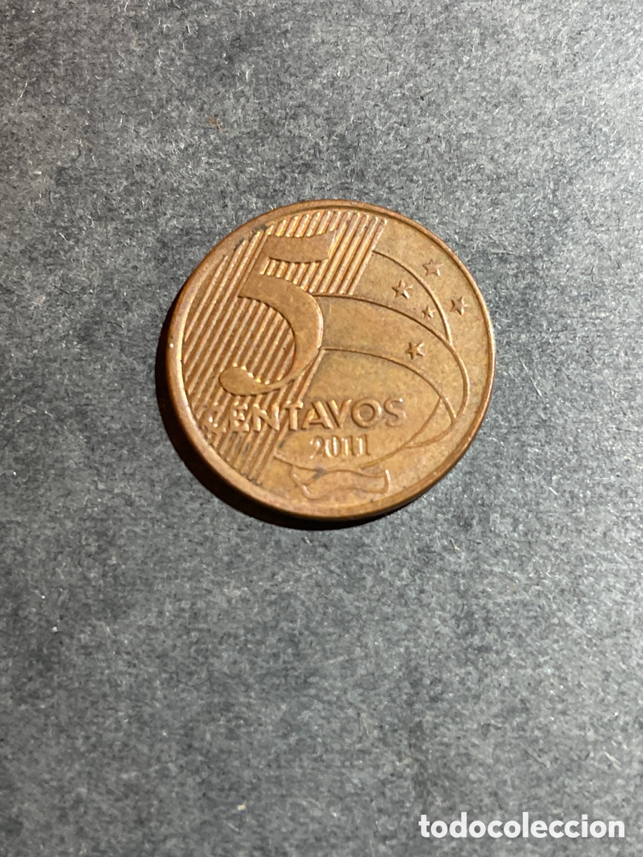 Monedas antiguas de Am&eacute;rica: Moneda Brasil 5 centavos - Foto 2