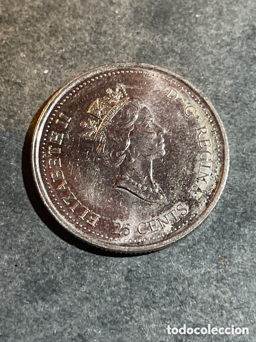 Monedas antiguas de Am&eacute;rica: Canad&aacute; 25 cent a&ntilde;o 2000 - Foto 2