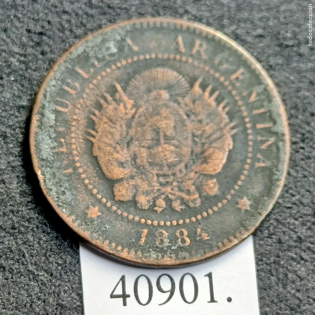 Monedas antiguas de Am&eacute;rica: Argentina 1 centavo 1884, c&eacute;ntimos - Foto 2