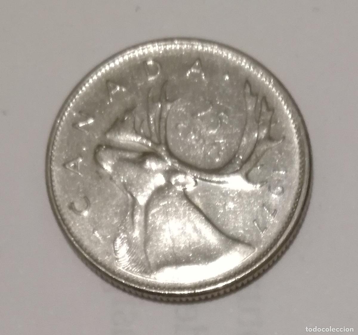 Monedas antiguas de Am&eacute;rica: Moneda de Canada: 25 cent; a&ntilde;o 1977 (Maris) - Foto 2