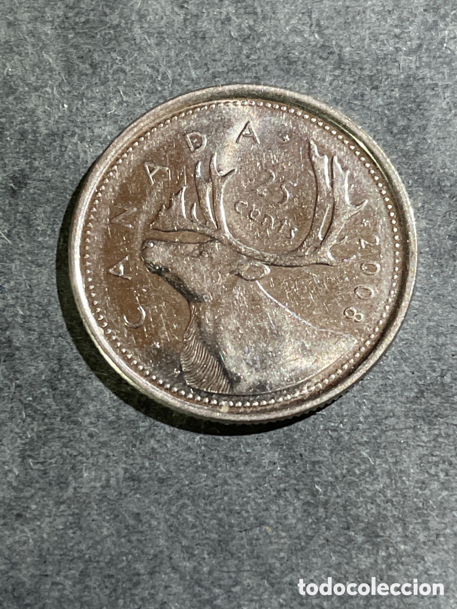 Monedas antiguas de Am&eacute;rica: Canad&aacute; 25 cent a&ntilde;o 2008 - Foto 1