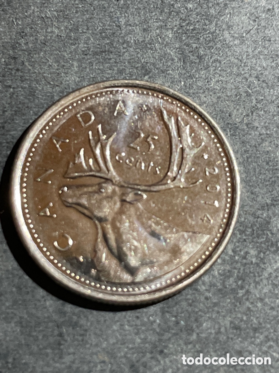 Monedas antiguas de Am&eacute;rica: Canad&aacute; 25 cent a&ntilde;o 2014 - Foto 1