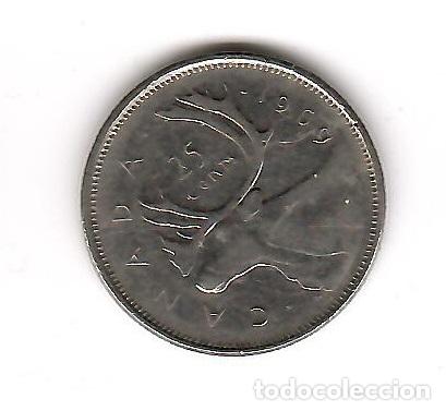 Monedas antiguas de Am&eacute;rica: Moneda de Canada: 25 cent; a&ntilde;o 1969 (Maris) - Foto 2