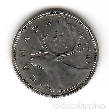 Monedas antiguas de Am&eacute;rica: Moneda de Canada: 25 cent; a&ntilde;o 1981 (Maris) - Foto 1