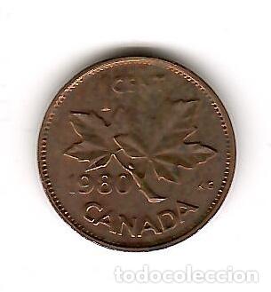 Monedas antiguas de Am&eacute;rica: Moneda de Canada: 1 cent; a&ntilde;o 1980 (Maris) - Foto 1