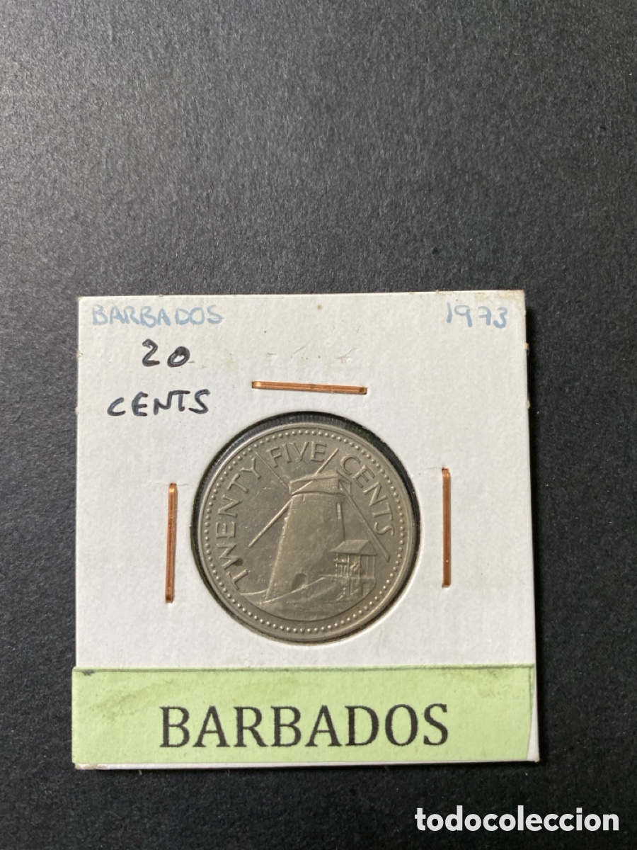 Monedas antiguas de Am&eacute;rica: Moneda de Barbados 20 cents - Foto 1