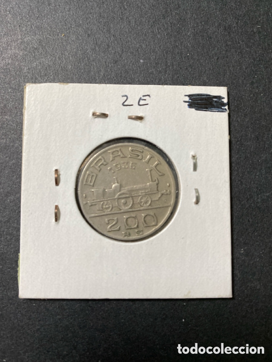 Monedas antiguas de Am&eacute;rica: Moneda de Brasil 200 re&iacute;s - Foto 2
