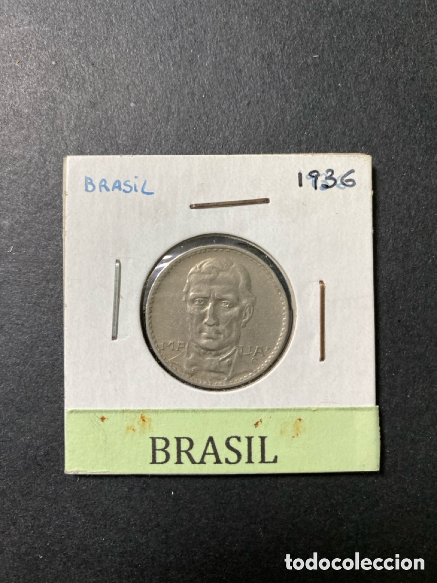Monedas antiguas de Am&eacute;rica: Moneda de Brasil 200 re&iacute;s - Foto 1