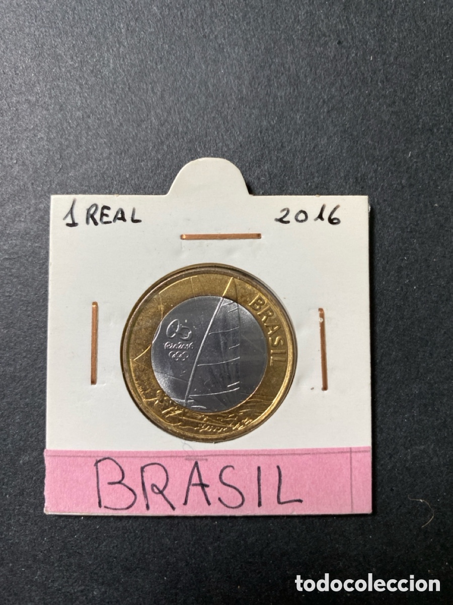 Monedas antiguas de Am&eacute;rica: Moneda de Brasil 1 real - Foto 1
