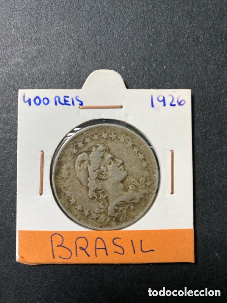 Monedas antiguas de Am&eacute;rica: Moneda de Brasil 400 re&iacute;s - Foto 1
