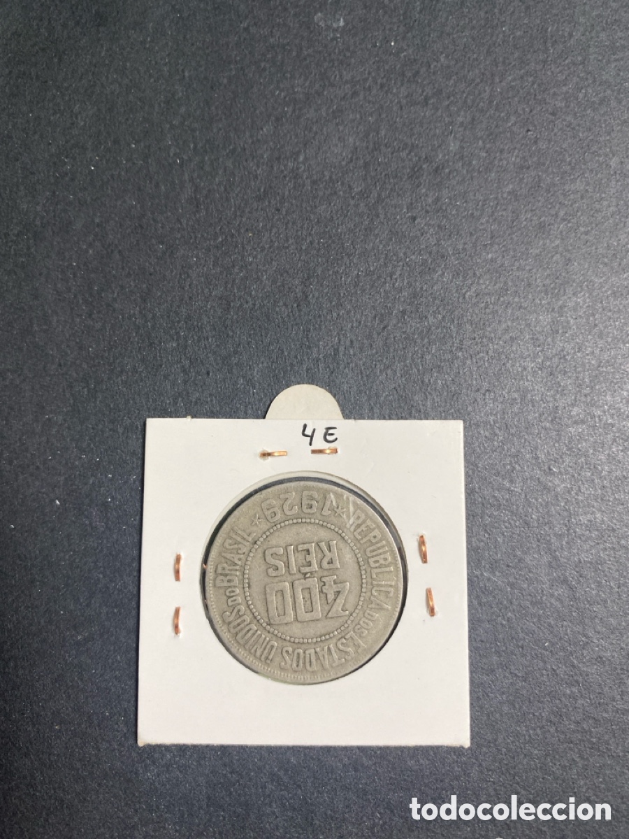 Monedas antiguas de Am&eacute;rica: Moneda de Brasil 400 reis - Foto 2