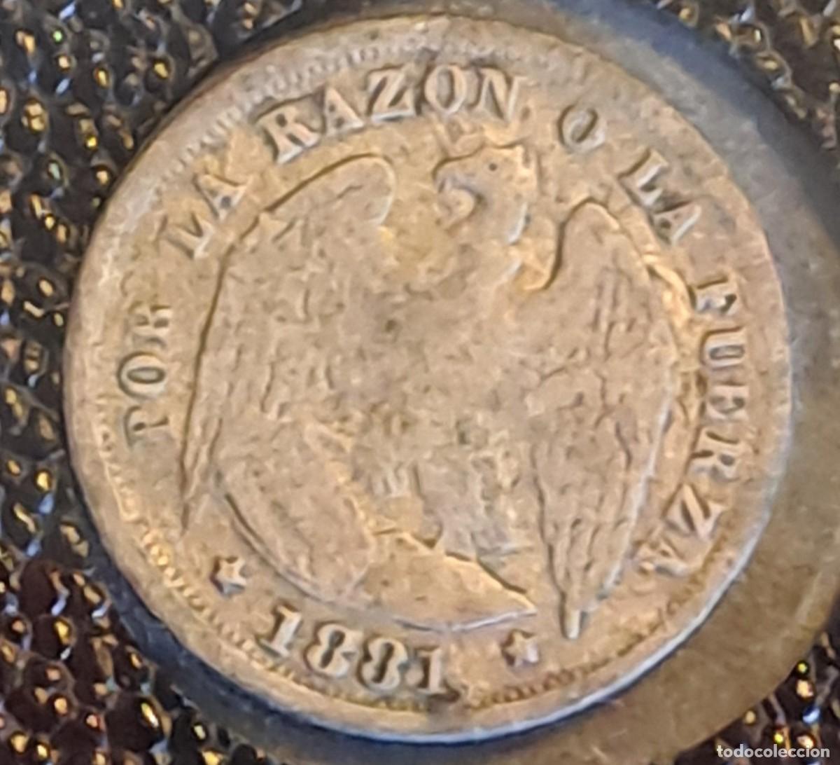 Monedas antiguas de Am&eacute;rica: MONEDA CHILE MEDIO DECIMO A&Ntilde;O 1881 - Foto 1