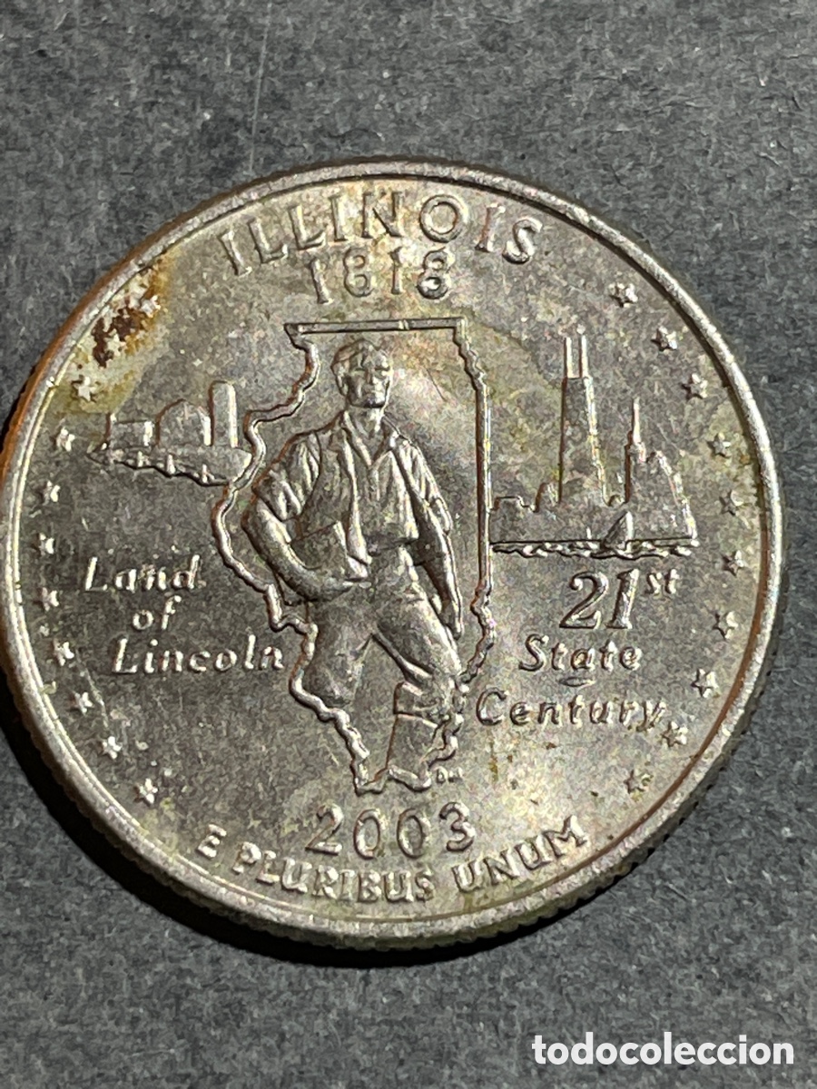Monedas antiguas de Am&eacute;rica: EEUU 1/4 d&oacute;lar ILLINOIS - Foto 1