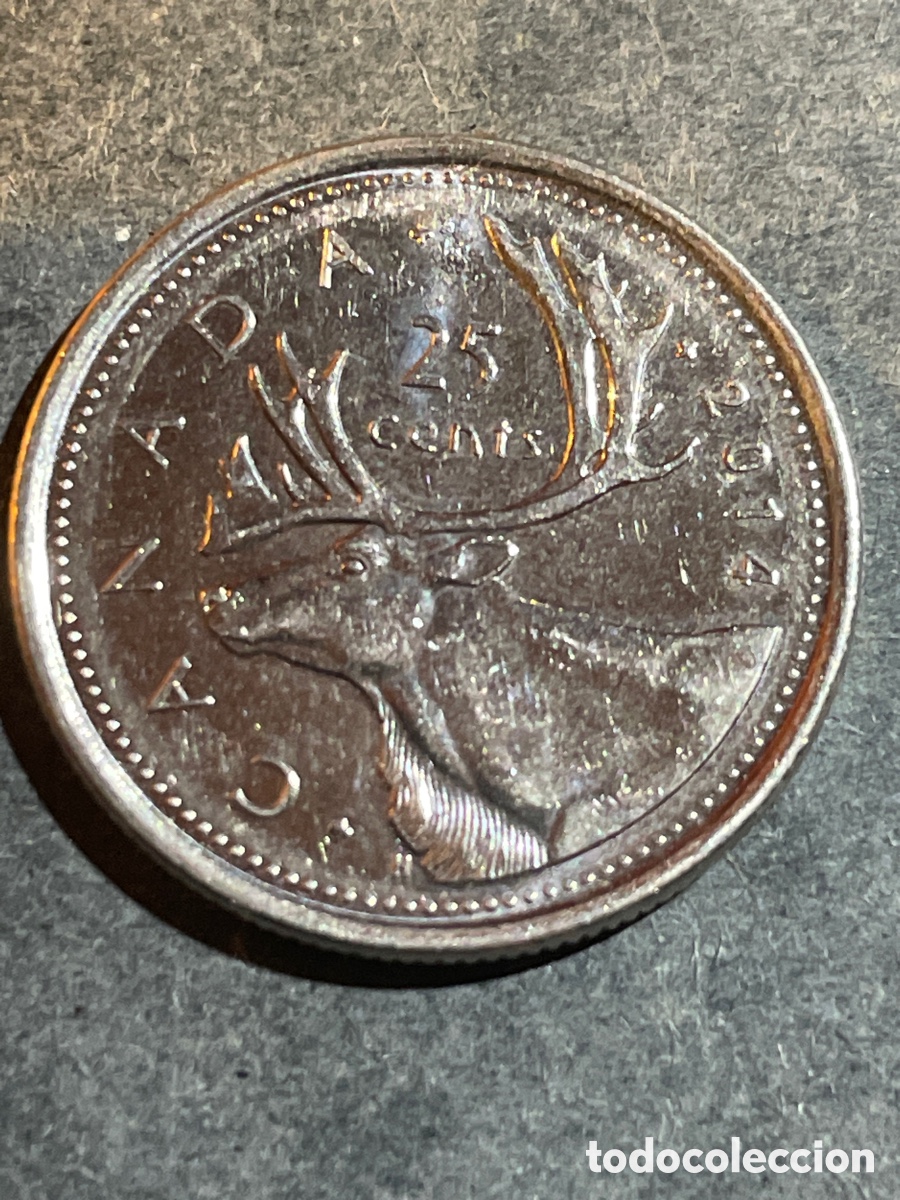 Monedas antiguas de Am&eacute;rica: Canad&aacute; 25 cent a&ntilde;o 2014 - Foto 1