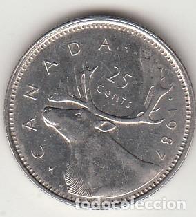Monedas antiguas de Am&eacute;rica: CANADA - MONEDA DE 25 CENTS DE 1987 - Foto 1