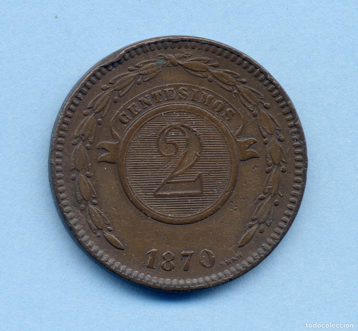 Monedas antiguas de Am&eacute;rica: PARAGUAY 2 CENTIMOS 1870.SHAW - Foto 2