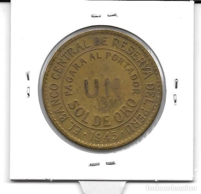 Monedas antiguas de Am&eacute;rica: Per&uacute; 1 sol, 1945 MBC - Foto 2