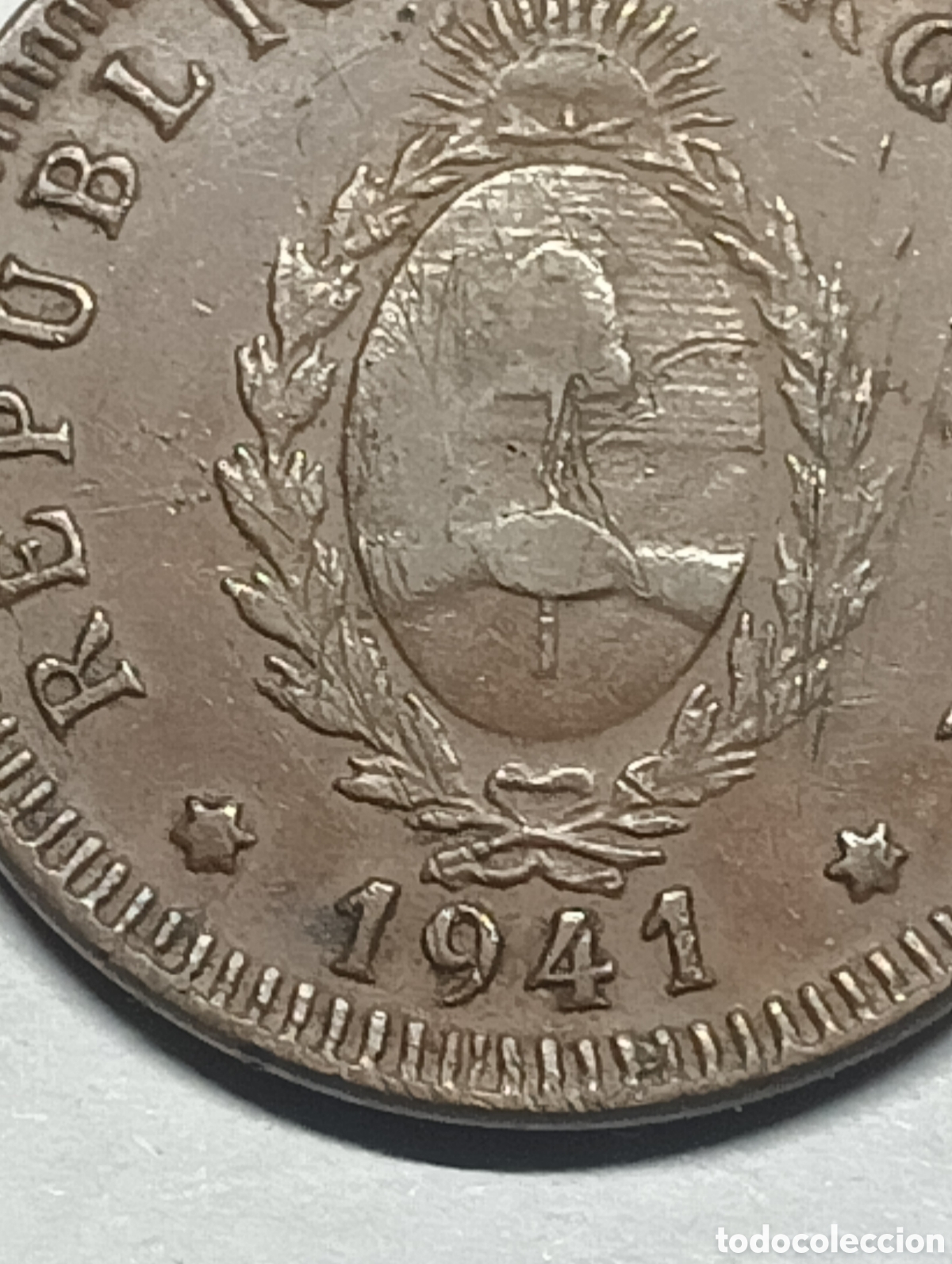 Monedas antiguas de Am&eacute;rica: Moneda 2 centavos 1941 Argentina - Foto 2