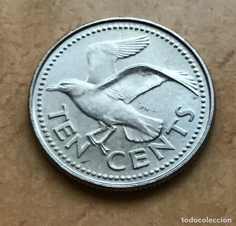 Monedas antiguas de Am&eacute;rica: 10 centavos de Barbados. A&ntilde;o 1990