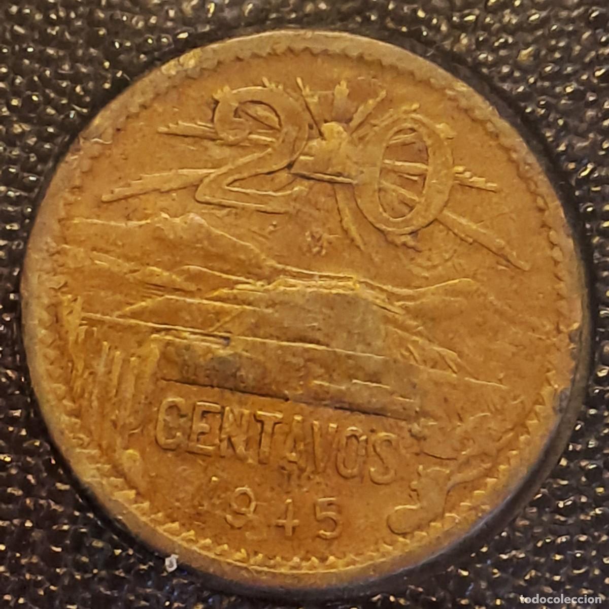 Monedas antiguas de Am&eacute;rica: MONEDA 20 CENTAVOS MEXICO A&Ntilde;O 1945 - Foto 1