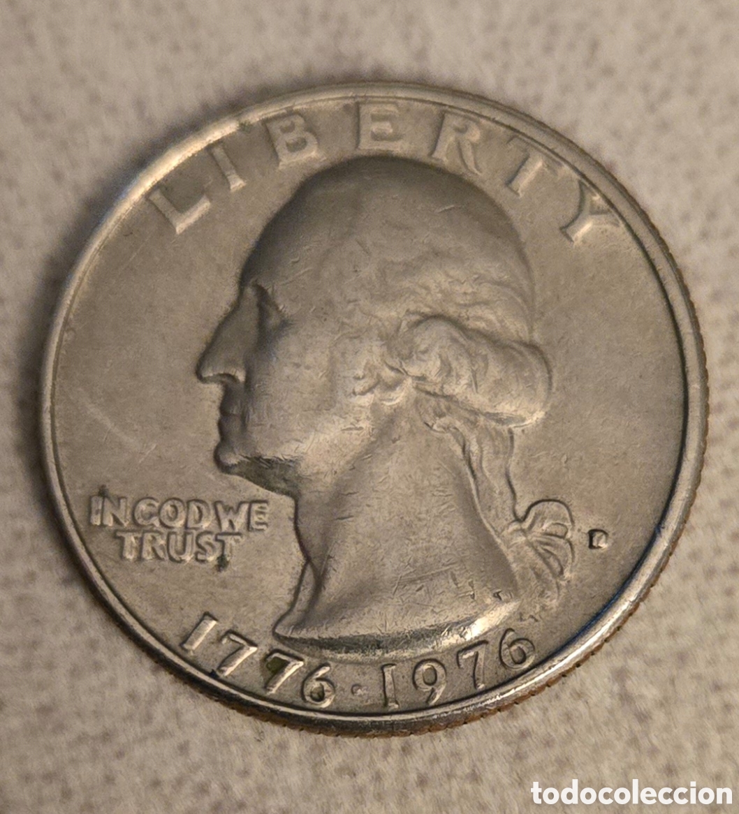 Monedas antiguas de Am&eacute;rica: Cuarto de Dolar bicentenario 1776 - 1976 - Foto 2