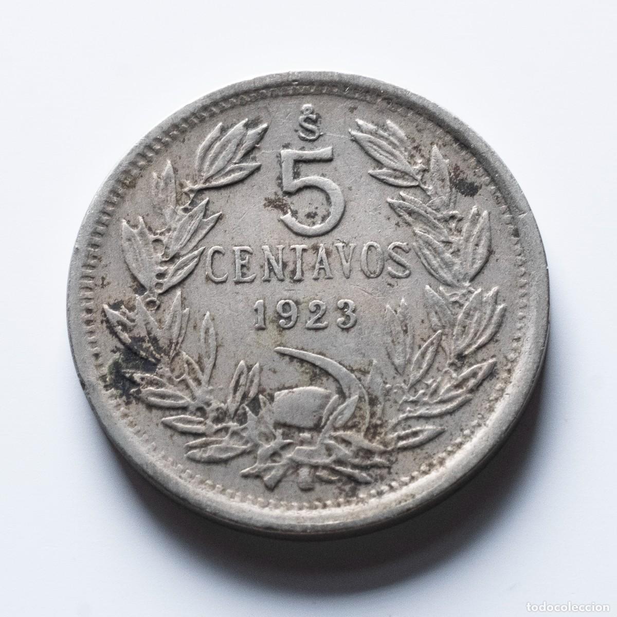 Monedas antiguas de Am&eacute;rica: 5 centavos 1923 Chile MBC - Foto 1