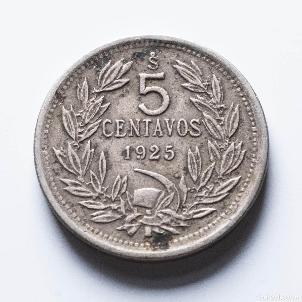 Monedas antiguas de Am&eacute;rica: 5 centavos 1925 Chile MBC - Foto 1