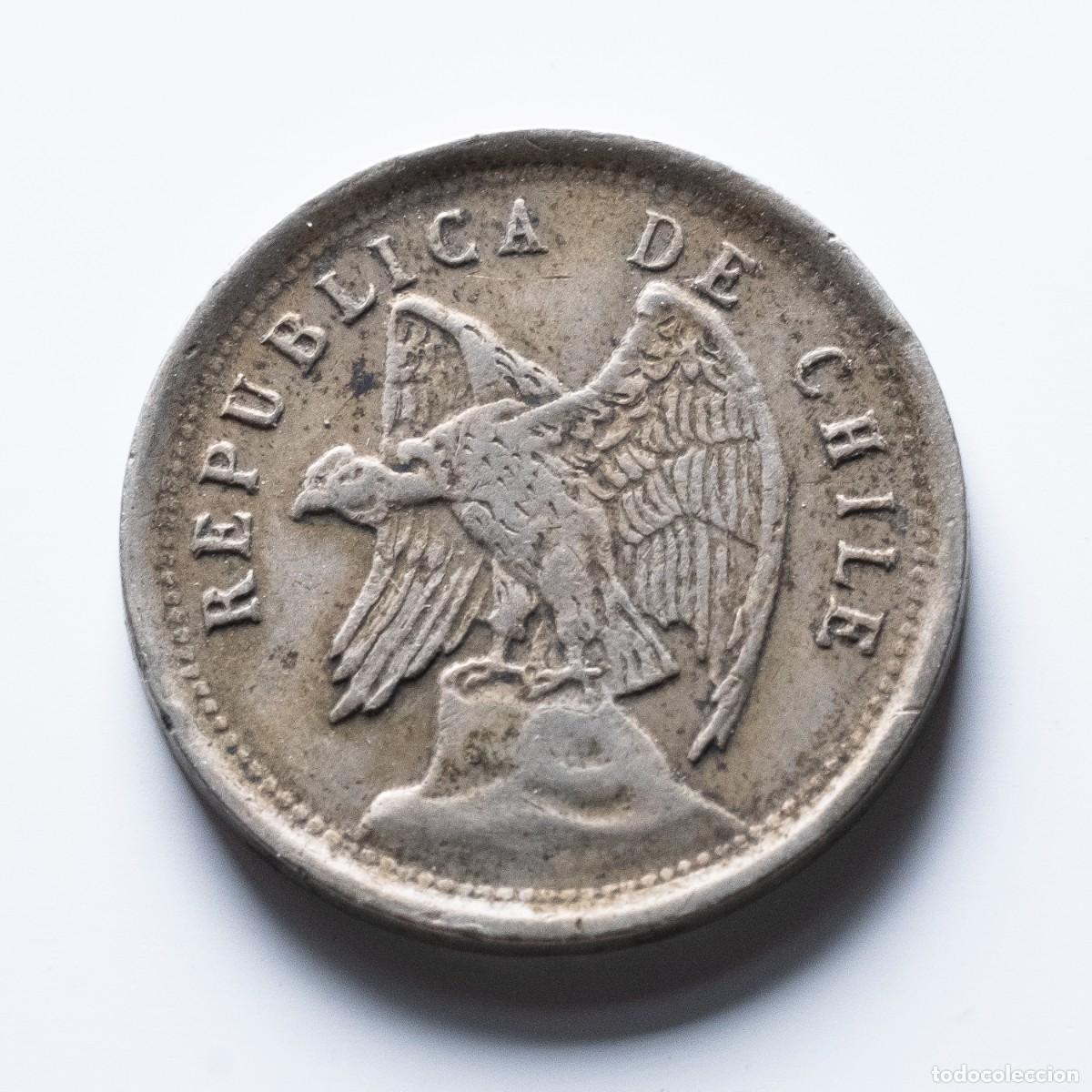 Monedas antiguas de Am&eacute;rica: 5 centavos 1925 Chile MBC - Foto 2