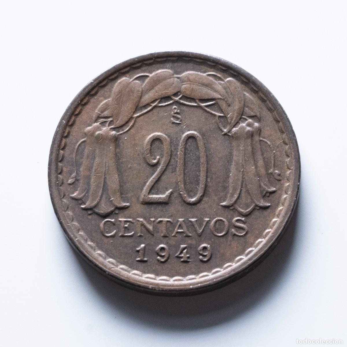 Monedas antiguas de Am&eacute;rica: 20 centavos 1949 Chile EBC - Foto 1
