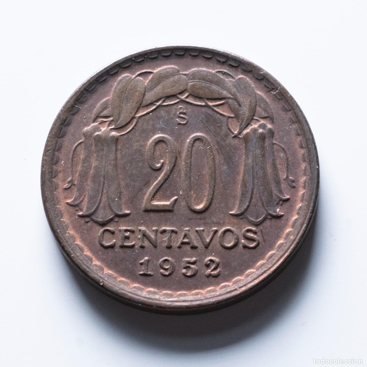 Monedas antiguas de Am&eacute;rica: 20 centavos 1952 Chile EBC - Foto 1