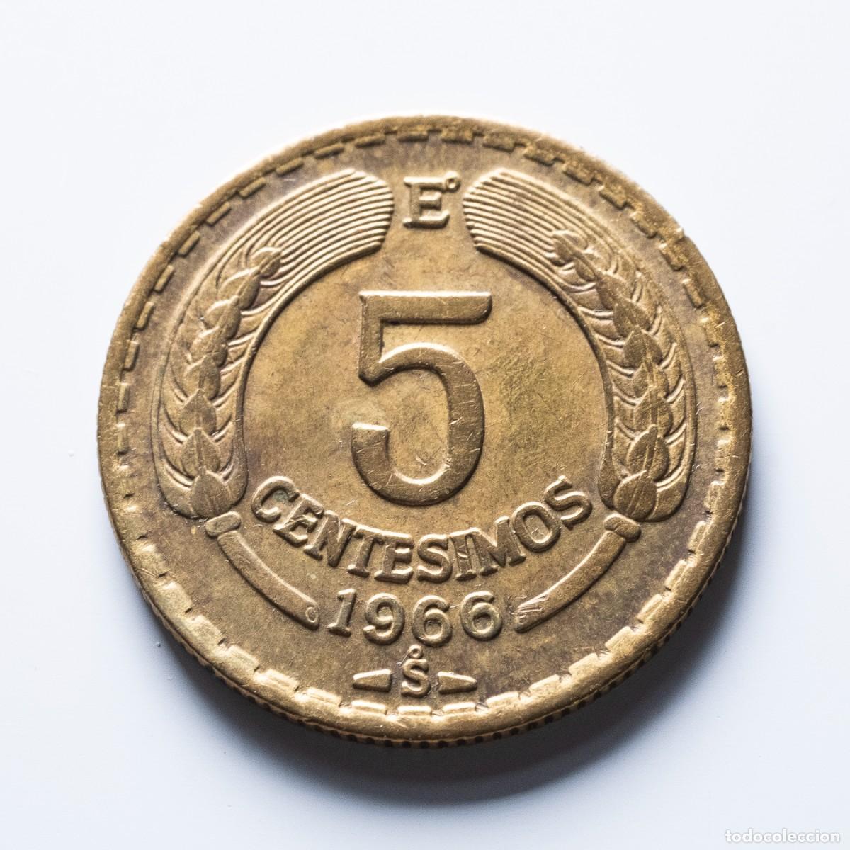 Monedas antiguas de Am&eacute;rica: 5 centesimos 1966 Chile EBC - Foto 1